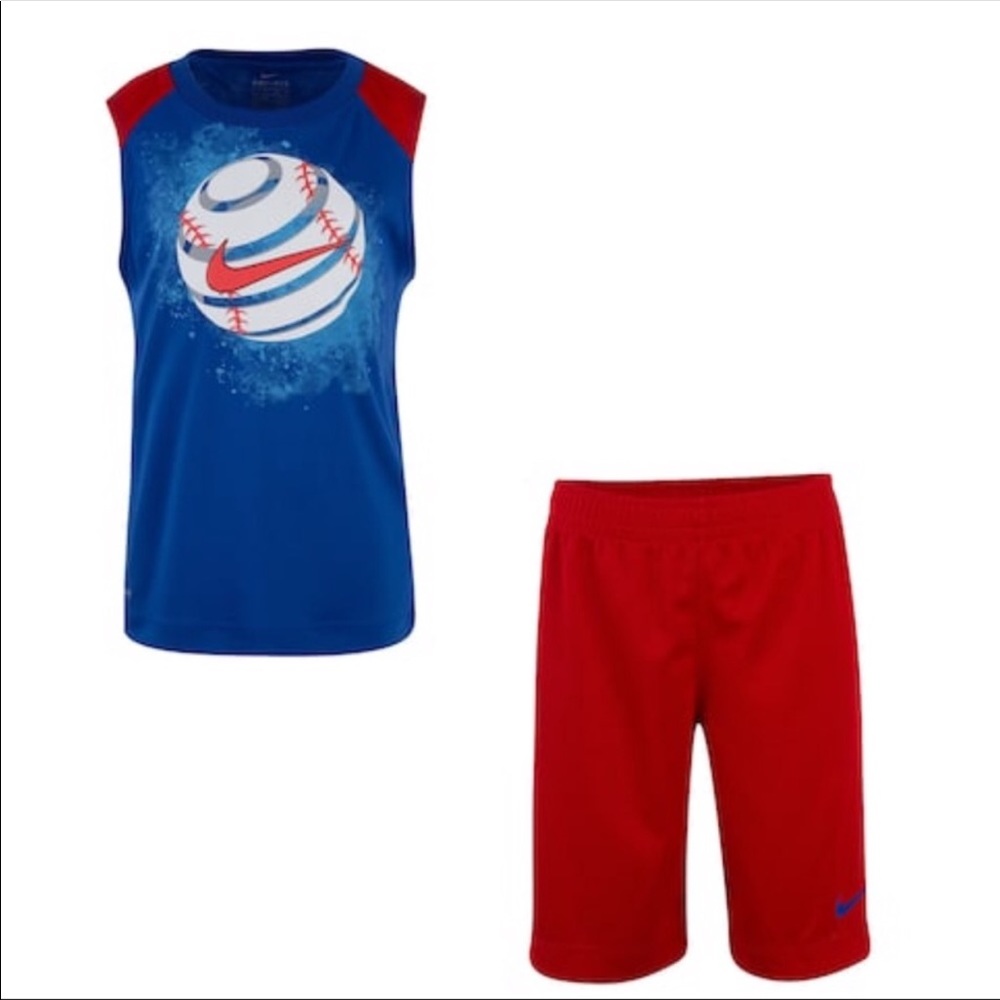 🔹NWT Nike Boys baseball Theme muscle tee & shorts set